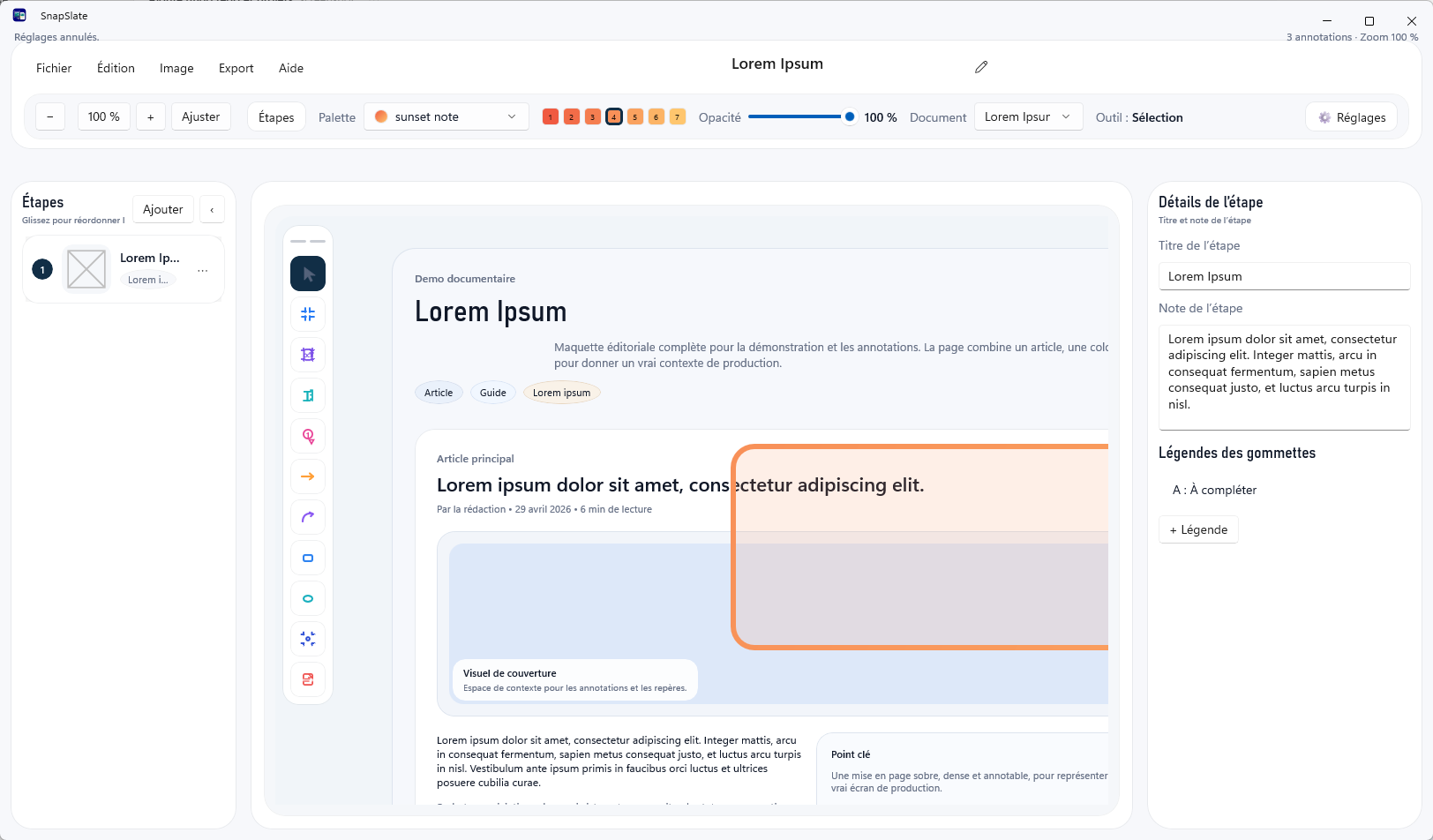 Lorem Ipsum capture screen
